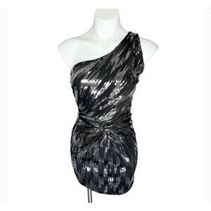 ❤️Venus one shoulder black sequin cocktail dress New years Eve